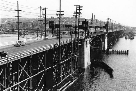 Ballard Bridge looking south toward Queen Anne and Magnolia, July 3, 1938