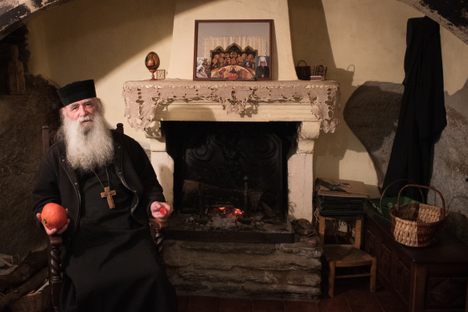 Frère Jean inside his monastery.