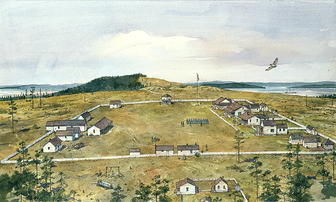 Painting of the American camp, by Richard Schlecht.