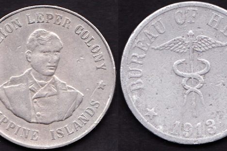 Two views of a coin from the Culion Leper Colony. 