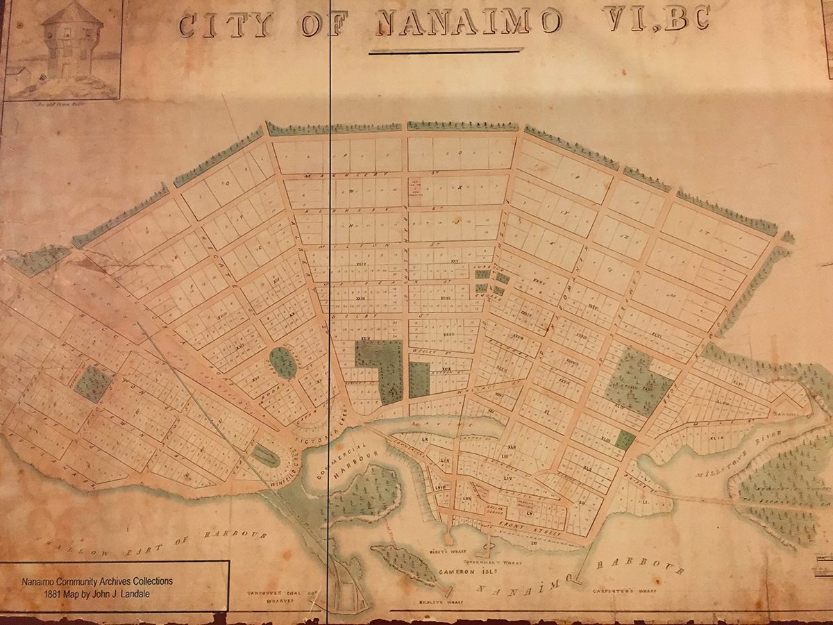 An 1881 map of Nanaimo. 