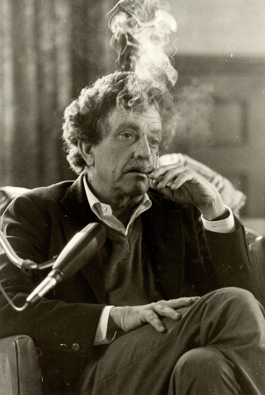 Kurt Vonnegut during an event at Butler University in Indianapolis in June 1983.