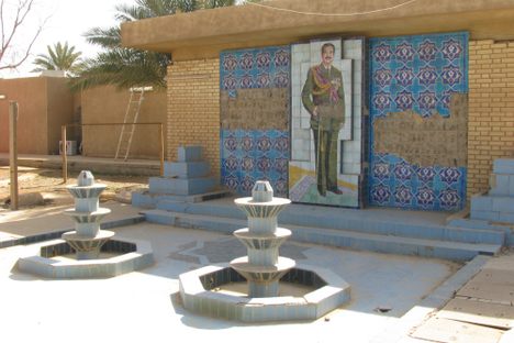 Mural of Saddam Hussein at the Victory Over America Palace.