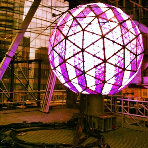 The glowing Times Square Ball as it rests today.