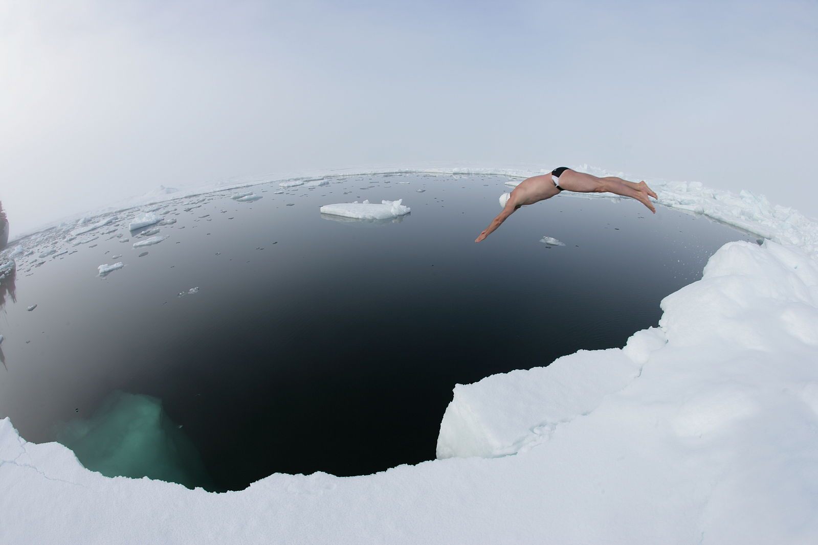 Pugh swimming in the Arctic in 2007.