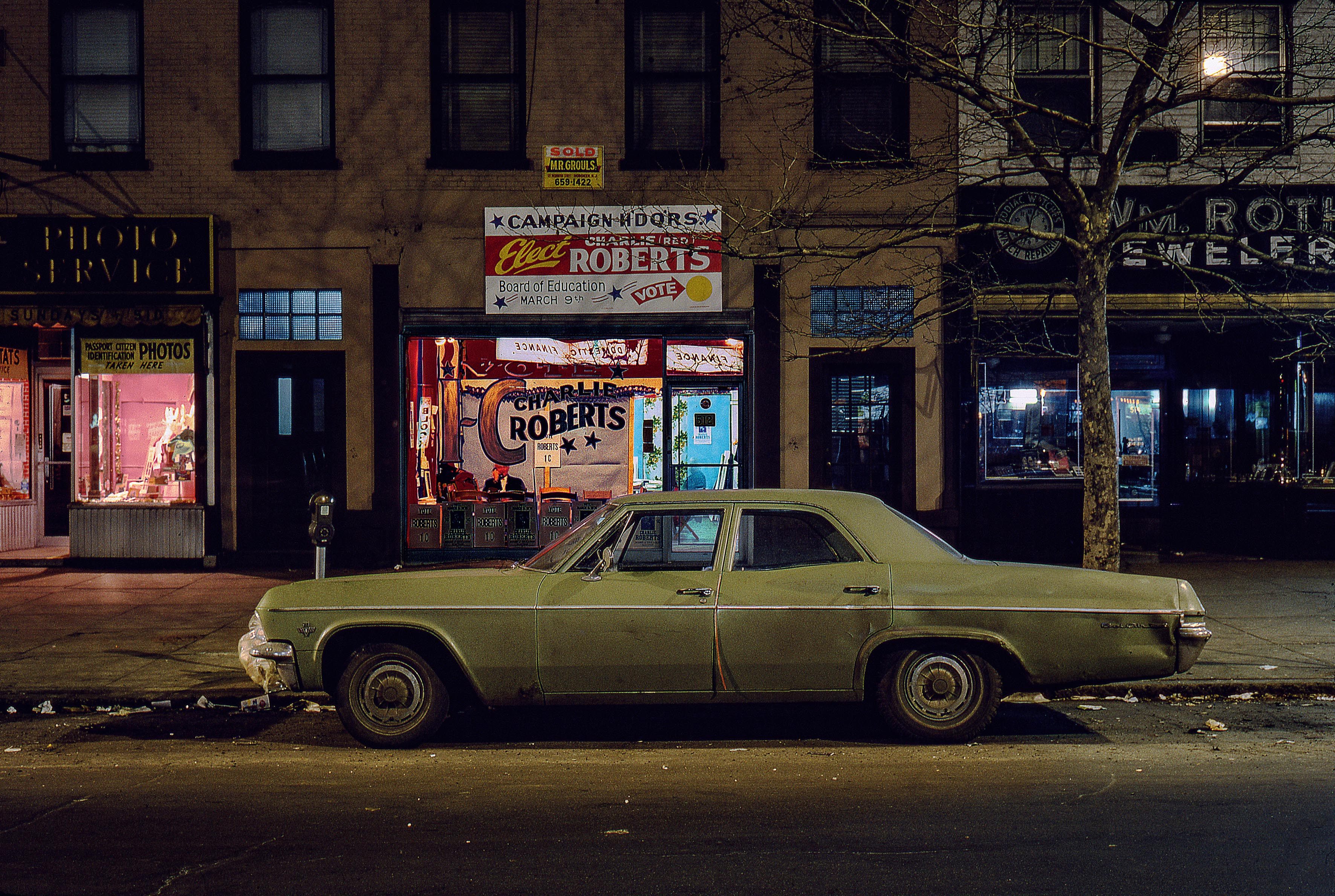 <em>Charlie Robert's campaign car, Chevrolet Bel Air, Hoboken, NJ, 1976.</em>