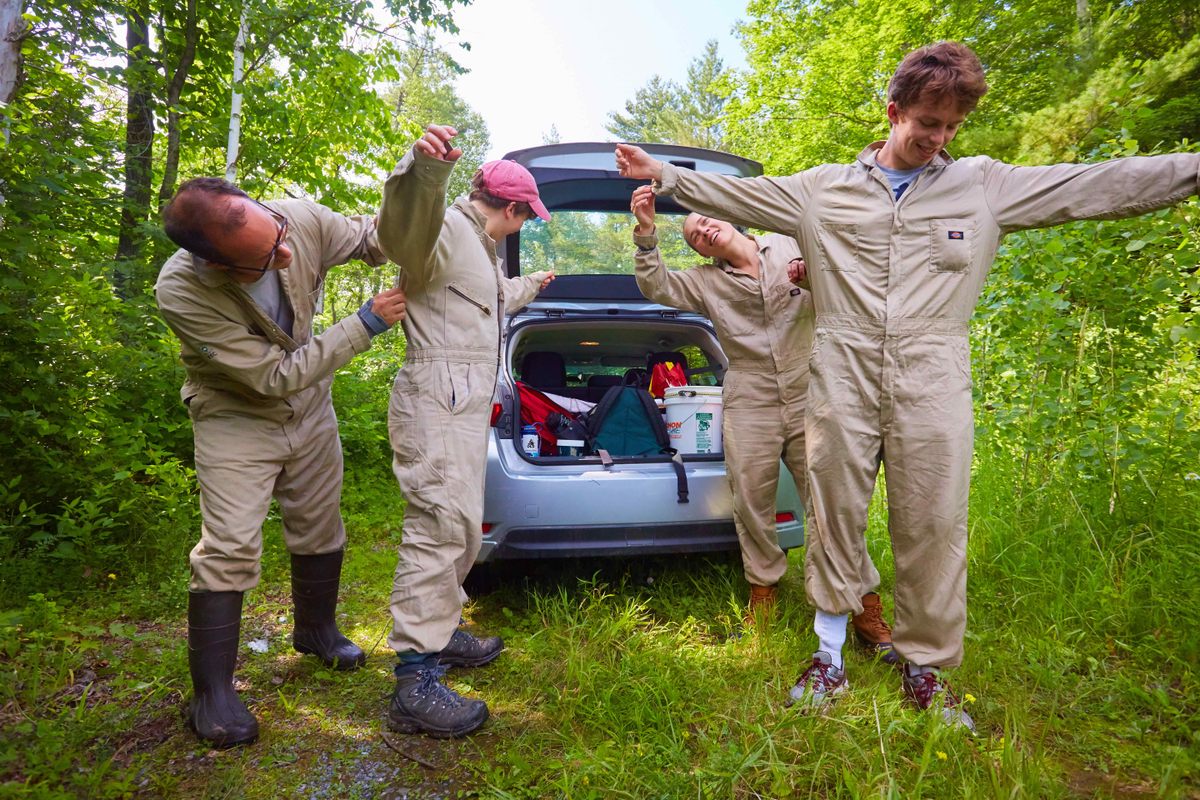 Allen's research team does thorough tick checks after their surveys.