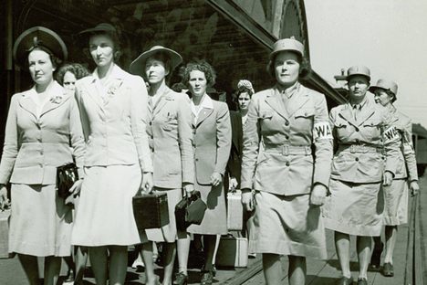 Newly recruited members of the Women's Army Corps in Des Moines, Iowa, in 1942.