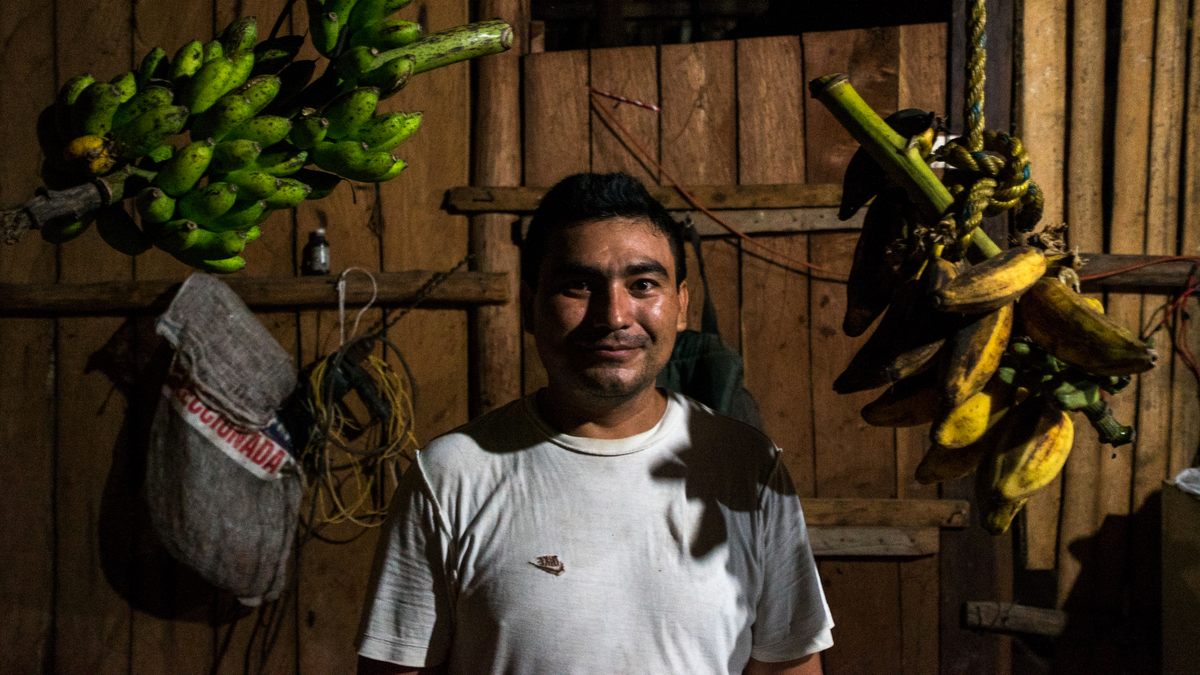 Efrain Cab, 34, in the kitchen of his father’s country house.