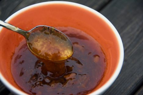 A bowl of monkey gland sauce ready to be spread across red meat, poultry, or fish.