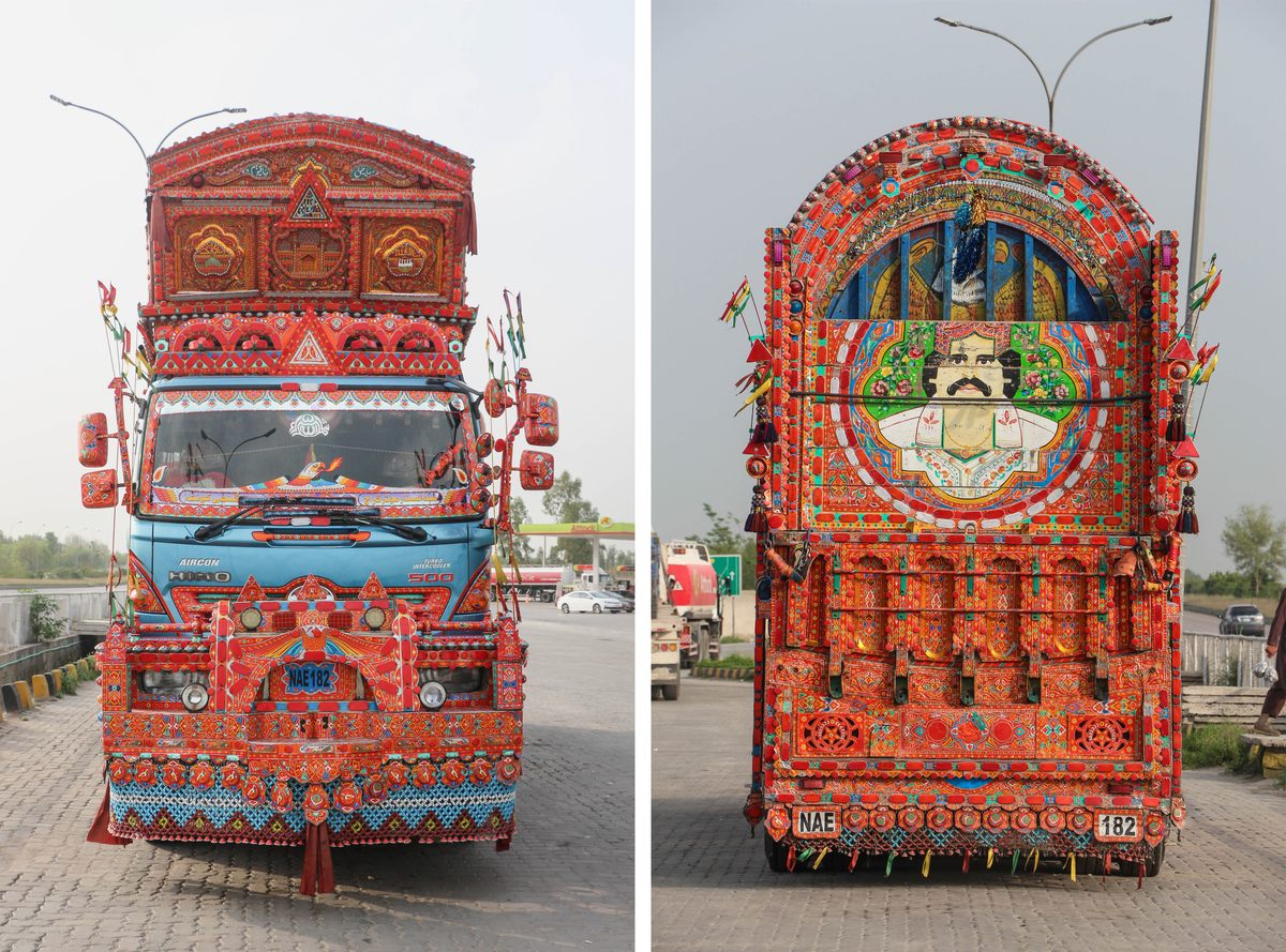 Bedford trucks are a common sight in Pakistan, many with large wooden 