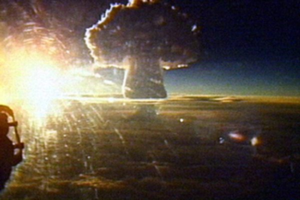 The mushroom cloud caused by the Tsar Bomba explosion. (Wikimedia Commons)