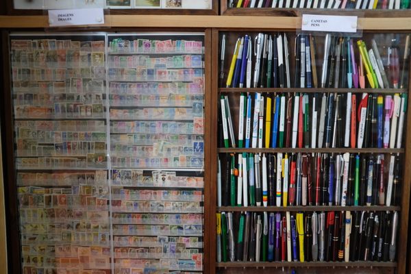 Collections of stamps, pens in Oficina Museu.