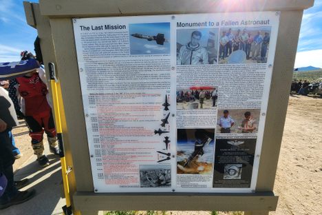 Interpretive sign at the memorial, on Major Adams's crash.