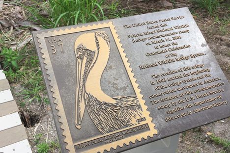 Plaque at park notes the issuance of a 2003 US Postage stamp commemorating the centennial of the NWR system.