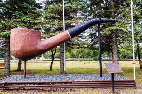 Close-up of giant smoking pipe. 