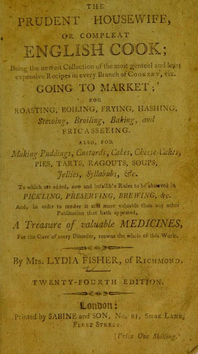 The "table of contents" of <em>The Prudent Housewife</em>.