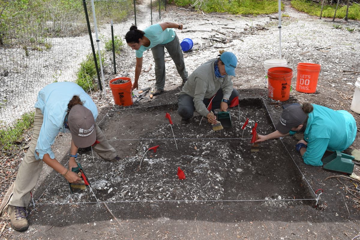 The research team excavated remains of fortification walls on Mound Key.