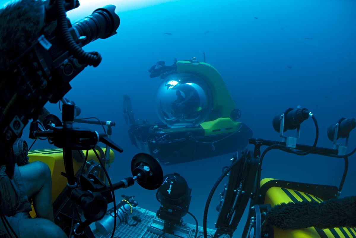 Submersibles are used to find, follow, and film whale sharks underwater.