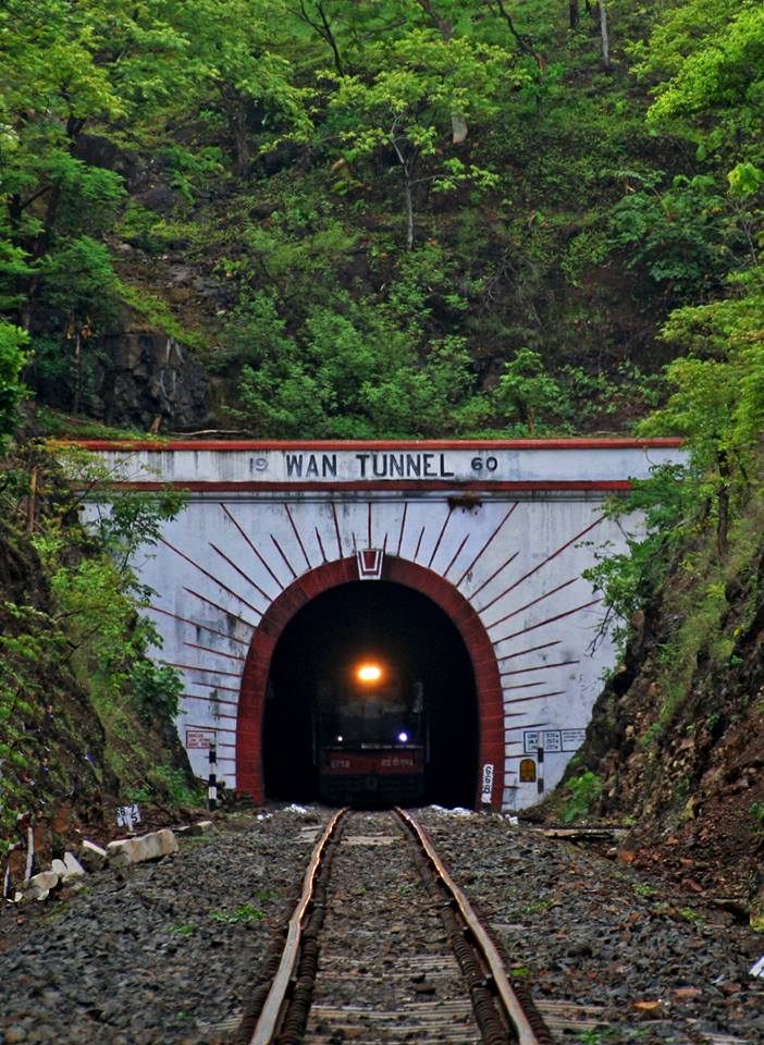 A train emerging from Wan Tunnel, deep within the Melghat Tiger Reserve.