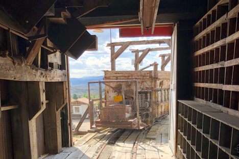 Inside the Hoist House/Headframe. 
