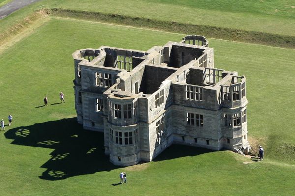 Aerial view of Lyveden New Bield.