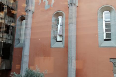 View of the church from the lobby-bar