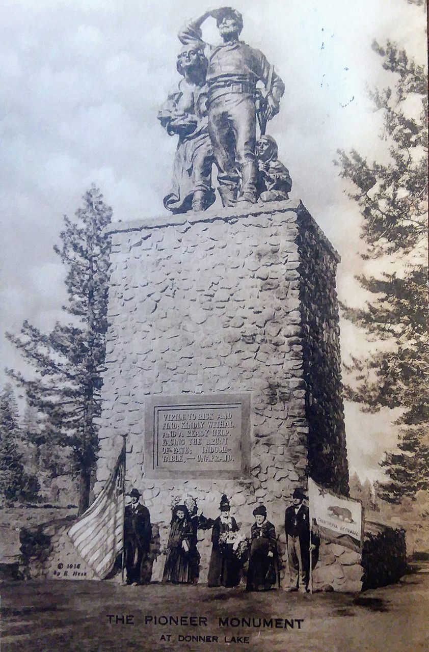 A monument at Donner Memorial State Park in California, unveiled in 1918.