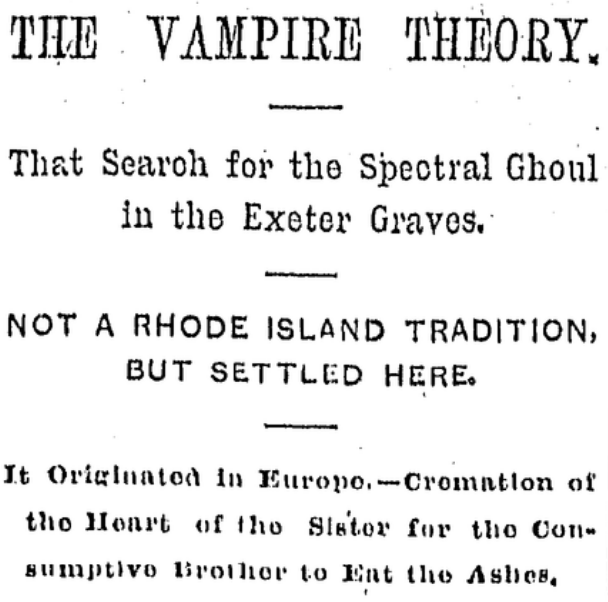 The <em>Providence Journal</em> reported on Mercy Brown's exhumation and autopsy, but was skeptical of the idea that she was a vampire. 