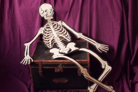 A skeleton, found inside the box.