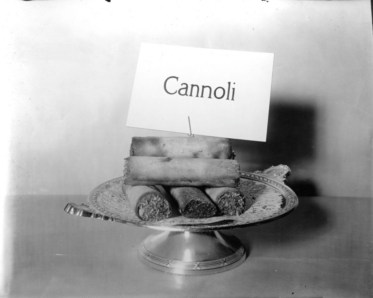 Cannoli filled with almond paste.