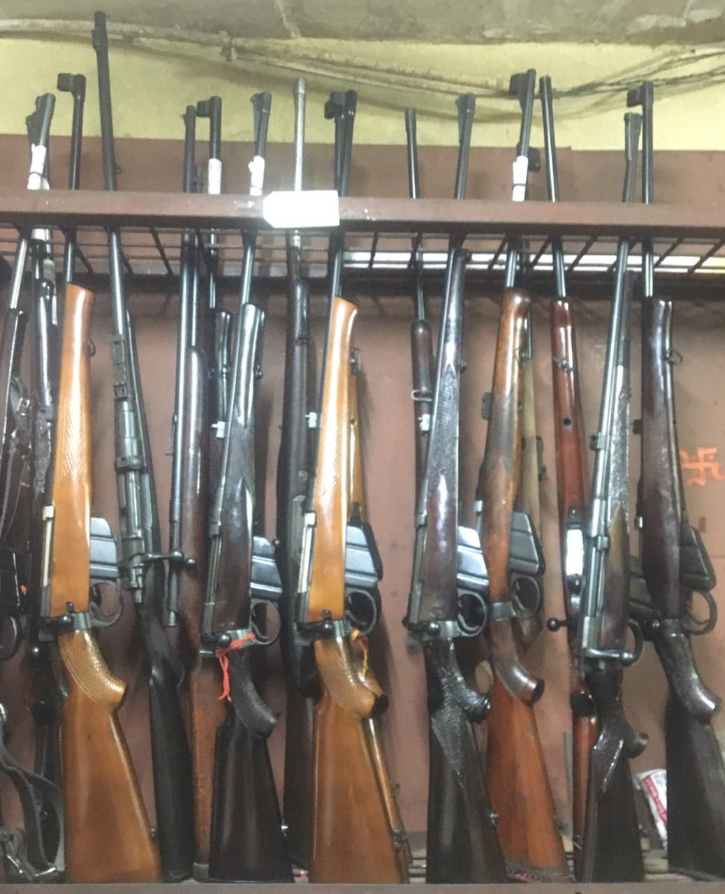  A variety of 315 bore rifles, the most popular kind in the region. 