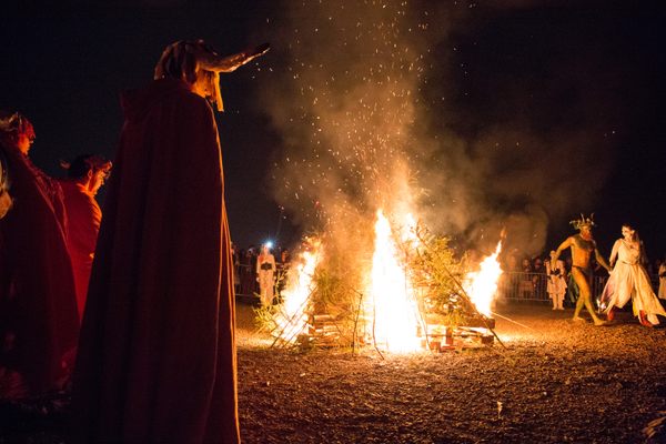 The bonfire and procession at the Beltane Fire Society's 2019 event.