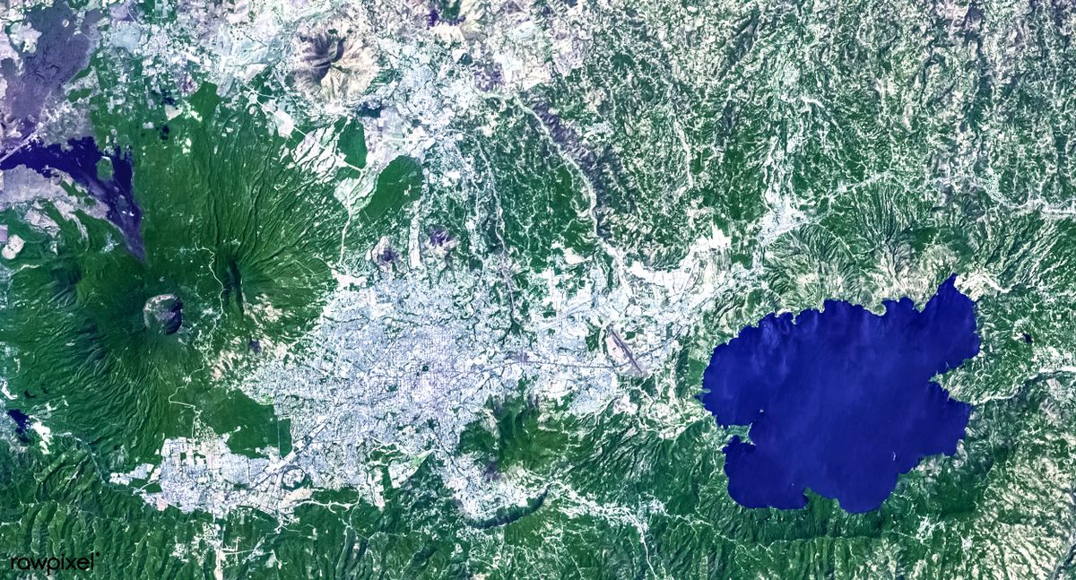 A satellite view of Lake Ilopango.