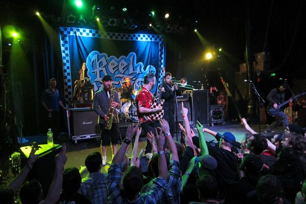Orange County ska punk band Reel Big Fish, performing live in 2013.