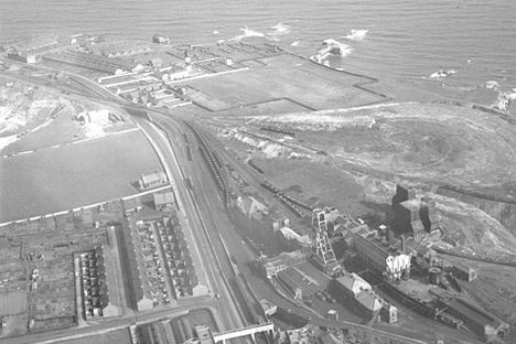 The environs of the lighthouse in 1949. Marsden village (now demolished) to the south  (top left)