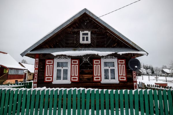 Traditionally, each home has two decorated windows that face the street.