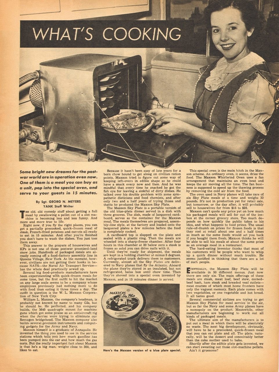 A 1945 article about the world’s first convection oven, invented for military aircraft.