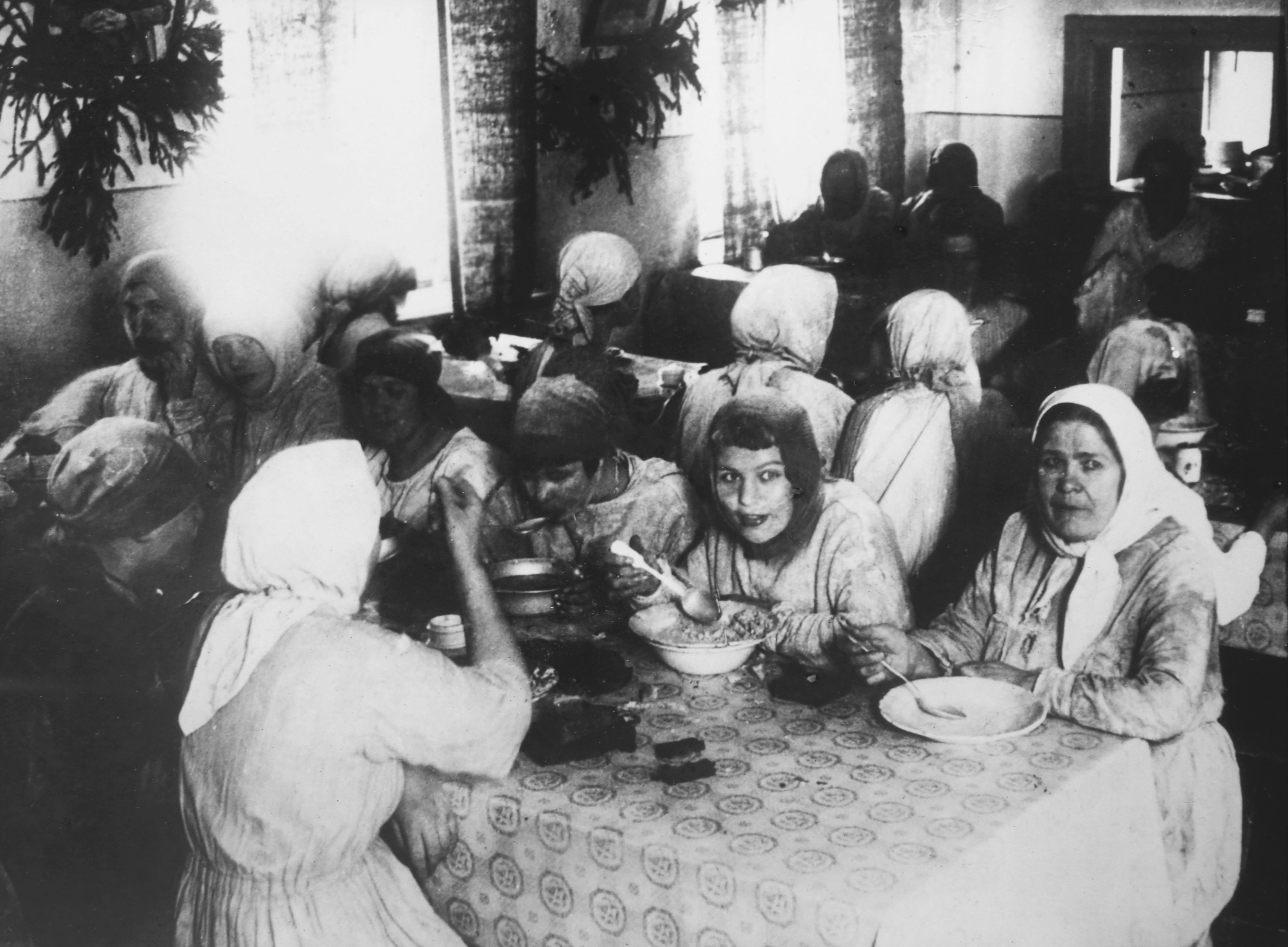 Women Factory Workers Eating in Lunchroom, Soviet Union, 1928.