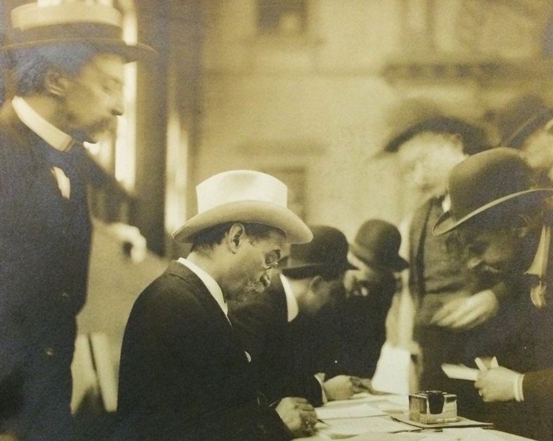 Gustav Scholer writing death certificates after the General Slocum disaster, 1904.