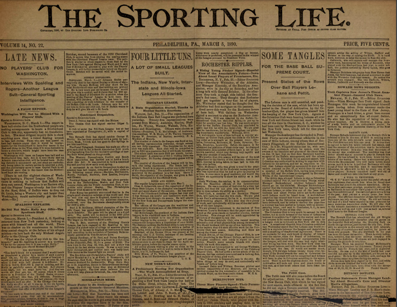 The front page of The Sporting Life the day of Black's first publication.