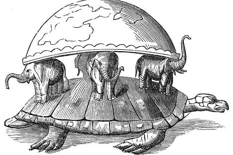 An illustration of the "Hindu Earth" from 1876.