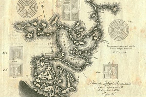 A map drawn in 1812 depicts the network of tunnels and caves forming the mythical labyrinth.