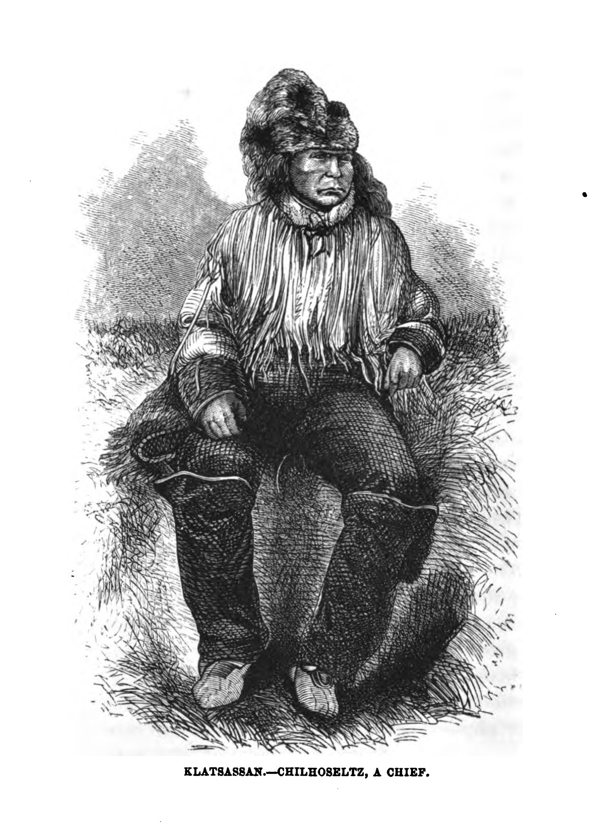 An 1873 portrait of one of the chiefs, Klatsassan, by the missionary Robert Christopher Lundin Brown.