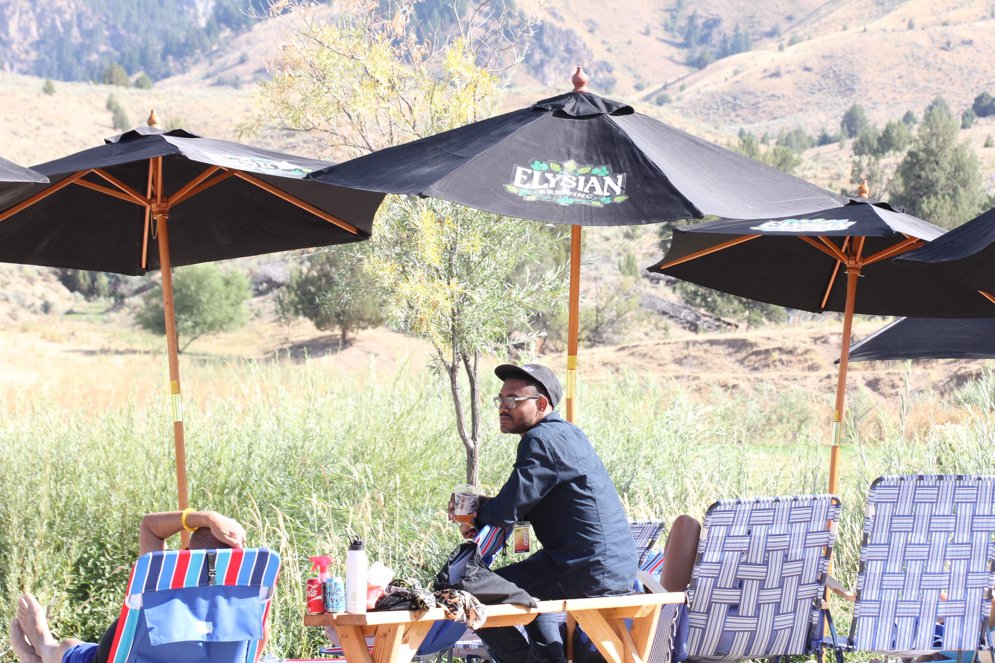 A quiet moment captured in the Elysian Fields beer garden. 