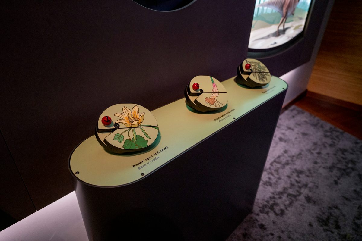 The scent stations include sweet smells and one spectacularly stinky one.