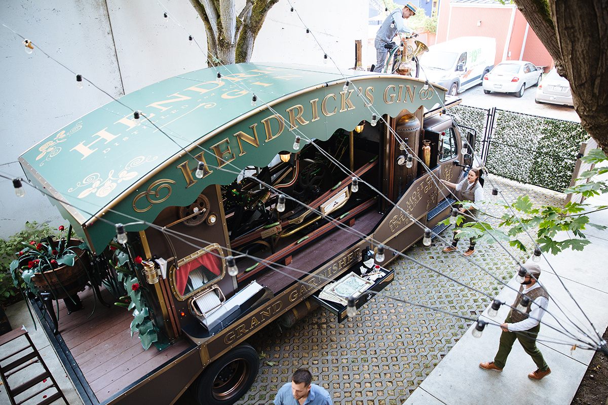 The Hendrick's Gin Grand Garnisher dwarfed guests as they entered the courtyard.
