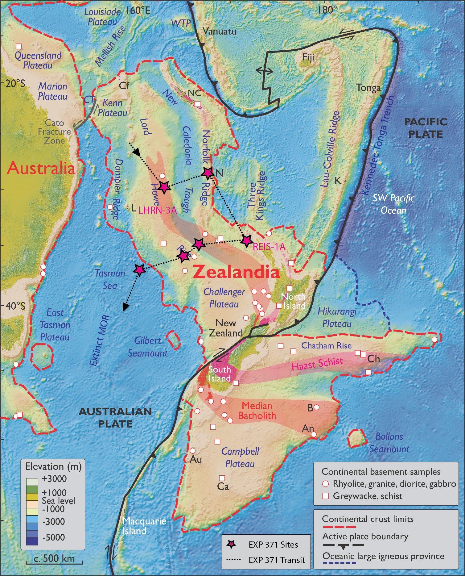 A map of Zealandia.
