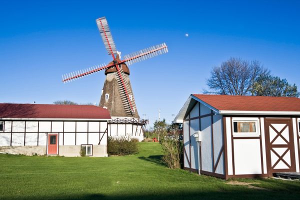 This windmill was shipped in pieces from Nørre Snede, Denmark, and reassembled in 1976 by over 300 volunteers.