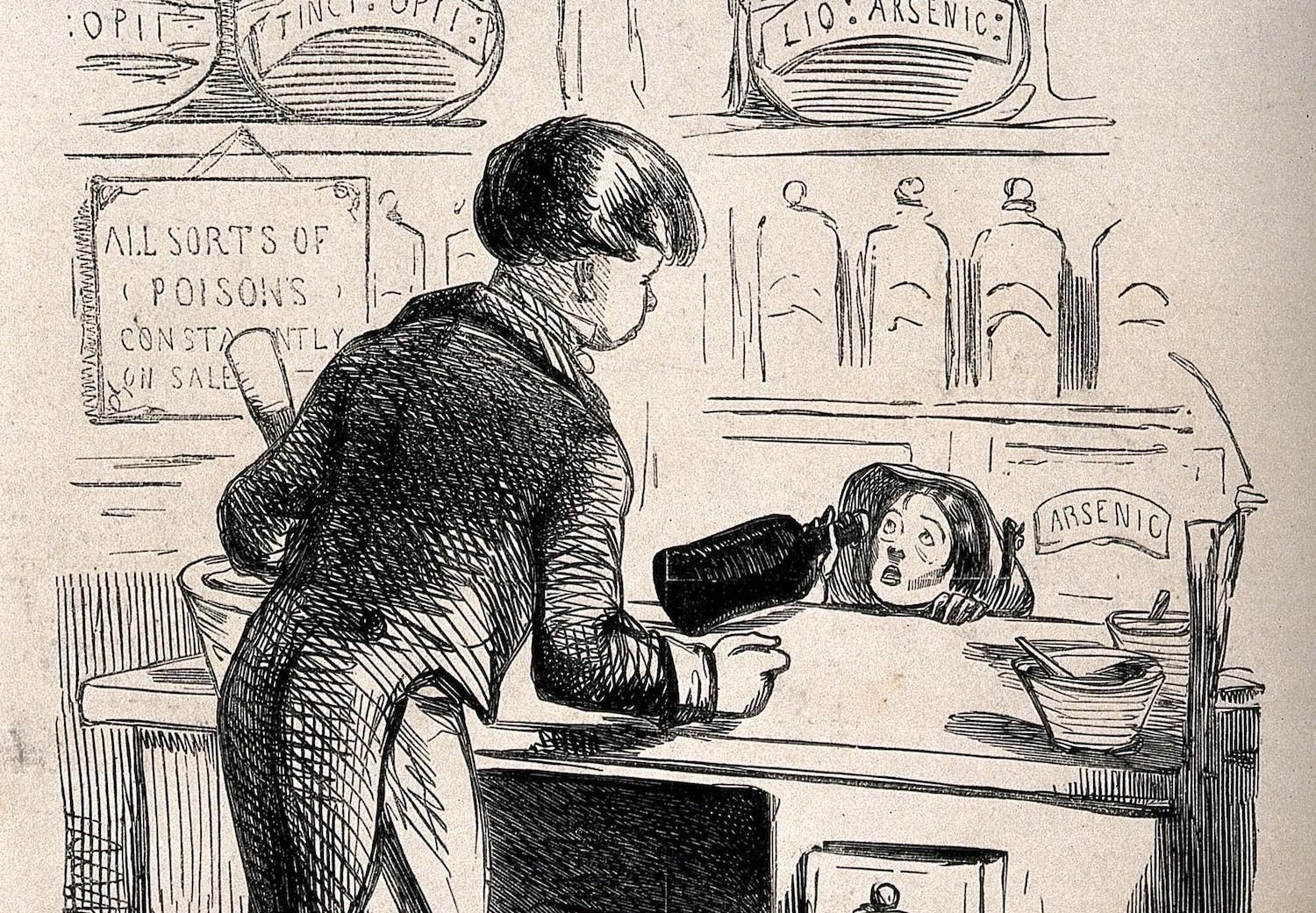 This image mocked how easy it was for anyone,even children, to get their hands on arsenic.